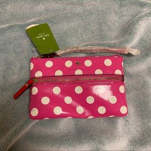 🐳 Kate Spade pink polka dot wristlet